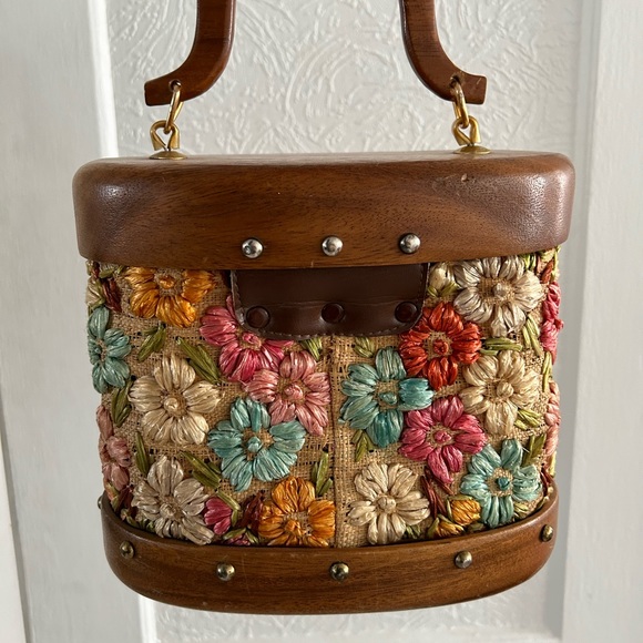 Handmade vintage rafia purse - Picture 4 of 5
